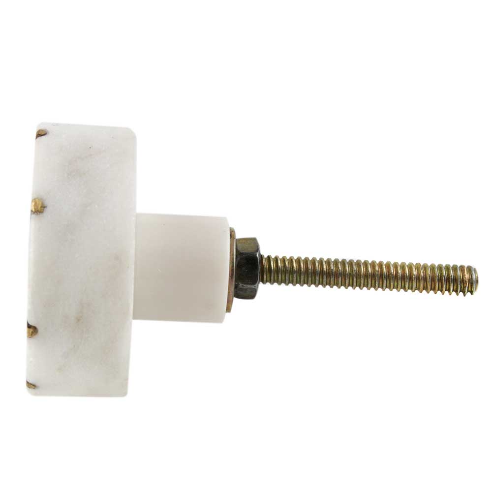 White Round Gold Marble Stone Cabinet Knobs